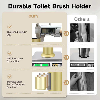 Bronze Toilet Brush and Holder，Extra Long Handled Toilet Brush for Bathroom，Stainless Steel Heavy Duty Toilet Bowl Brush,Deep Cleaning Modern Toilet Cleaner Brush -Space Saving, Covered Brush, Durable