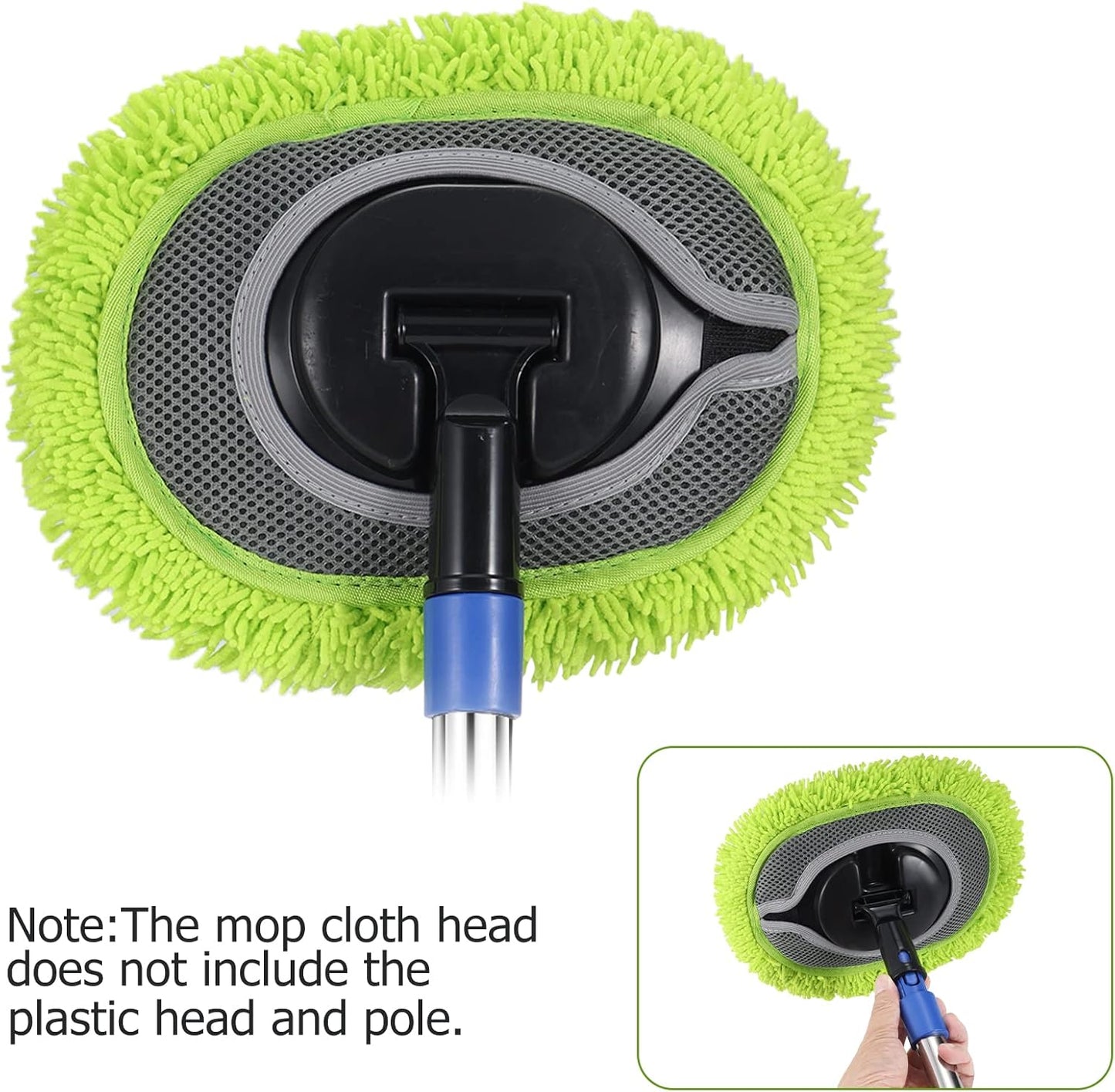 SLIIMU 2 Pack Chenille Microfiber Dust Mop Head Replacement Refill for 66'' Wall mop with Long Handle for Cleaning Walls, Ceilings, Floors, Windows - Green
