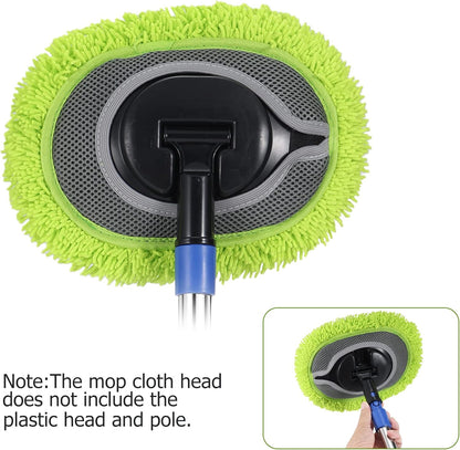 SLIIMU 2 Pack Chenille Microfiber Dust Mop Head Replacement Refill for 66'' Wall mop with Long Handle for Cleaning Walls, Ceilings, Floors, Windows - Green