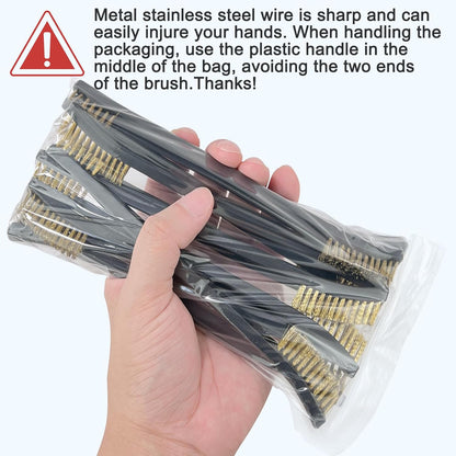 10 Pack 7Inch Double-Ended Gun Cleaning Brushes, Brass Wire Brush Set for Carbon & Copper Residues, All Purpose Metal Cleaning Kit with Nylon Handle