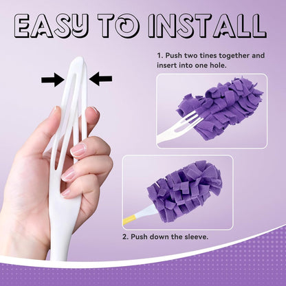 Reusable Duster Refill Compatible with Swiffer, 360 Heavy Duty Duster Refills Only, Washable Duster Pads for Swiffer Duster 3ft 6ft Extended Handle for Cleaning, 12 Pack (Handle is Not Included)