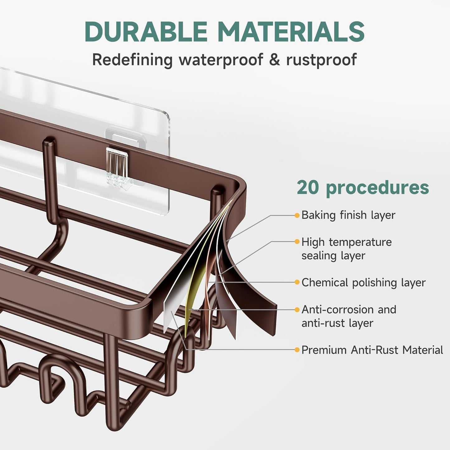 Veken Shower Caddy 6-Pack, Advanced Rustproof Design, No Drilling Adhesive Shelves, Rack with Soap Holder, Large Capacity Bathroom Organizers and Storage, Wall-Mounted, Gifts for Women Mom