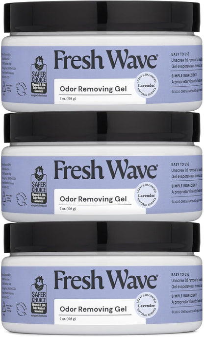 Fresh Wave Odor Removing Gel, 7 oz., Pack of 3 - Odor Absorbers for Home, Safer Odor Relief, Natural Plant-Based Odor Eliminator, Every 7 oz. lasts 15-30 Days, For Cooking, Trash & Pets