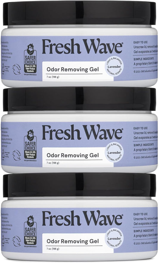 Fresh Wave Odor Removing Gel, 7 oz., Pack of 3 - Odor Absorbers for Home, Safer Odor Relief, Natural Plant-Based Odor Eliminator, Every 7 oz. lasts 15-30 Days, For Cooking, Trash & Pets