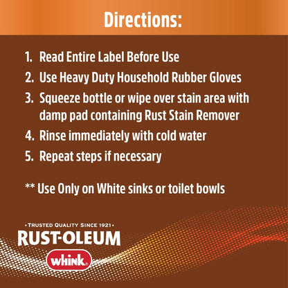 Rust-Oleum Whink Rust Stain Remover | Heavy-Duty Iron Stain Remover for White Toilets & Sinks, Colorfast Fabric & Carpets | 32 oz