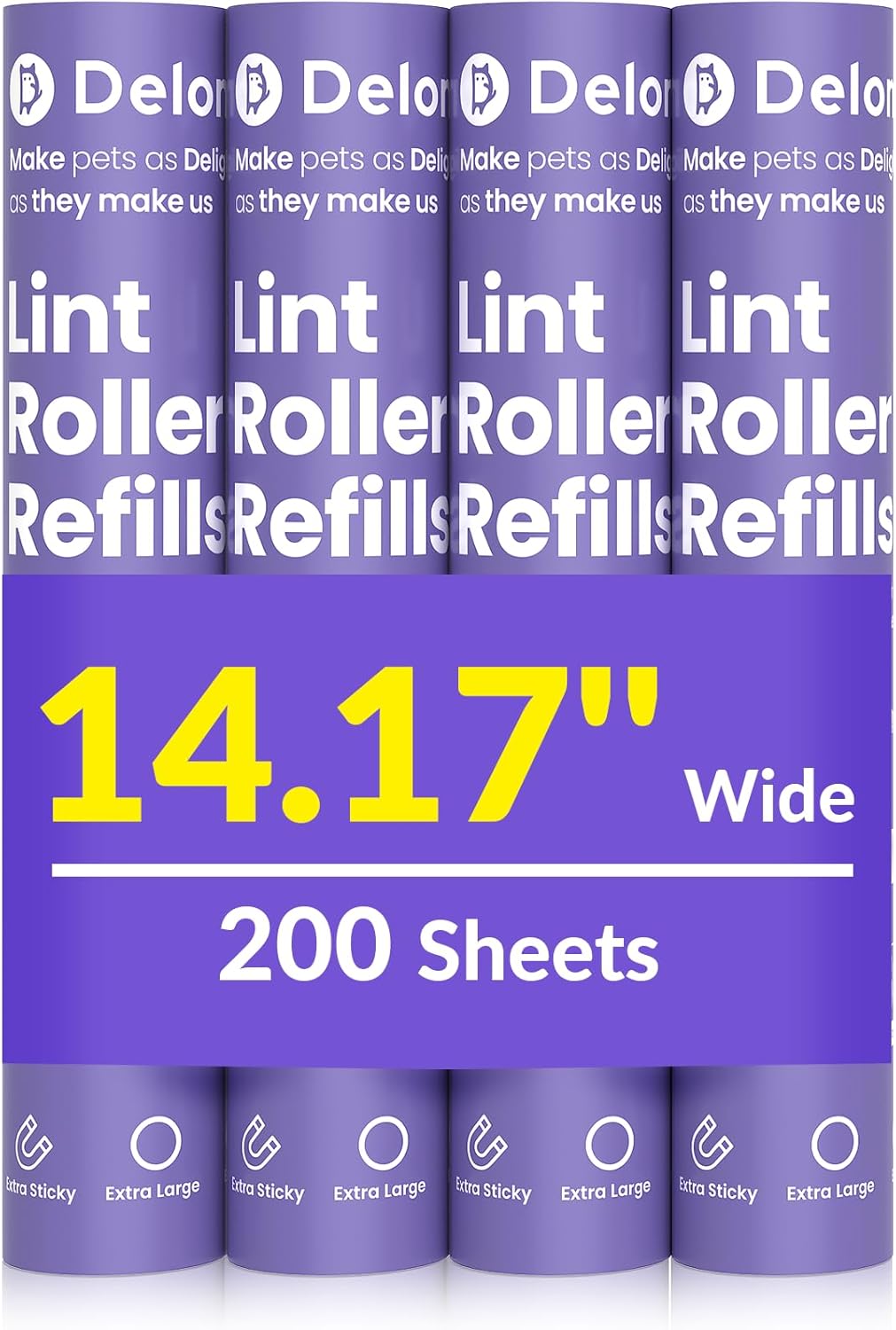 Large Lint Rollers for Carpet: Sticky Rollers for Floor DELOMO 9.45 in with 3 Extendable Handle, Long Handle Sticky Mop for Cleaning Carpets, Cars, Bedding, Couches, and Pet Hair - for Pet Homes