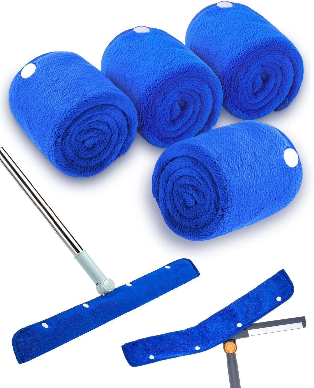 Floor Squeegee Pads, Microfiber Pads for Squeegee for Floor, Reusable Mop Pad for 23-24" Heavy Duty Rubber Squeegees Mop Rubber Broom for Floor, Tile, Glass, Wall Cleaning -4 Pack 60cm