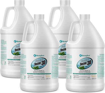Benefect Botanical Decon 30 Disinfectant Cleaner, 4 oz. Spray Bottle, Light Lemon & Thyme Scent, Hospital Grade Disinfectant, Kills Over 99.99% of Germs, Safe for Food-Contact Surfaces (Pack of 4)