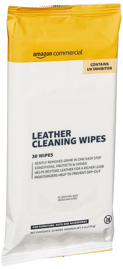 AmazonCommercial Leather Cleaning Wipes, 120 Count, 30 Count (Pack of 4)