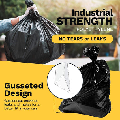 ToughBag 55 Gallon Contractor Trash Bags, 2 Mil Thick (30 Count) - Heavy Duty Drum Liners, Industrial & Commercial Black Garbage Bags - Made in USA