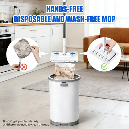 SOPAMI Snap Grip Mini Mop & Sweep Wall Cleaner for Tight Corners,Wall, Hardwood, Marble Floors,Pet Hair Removal for Home, 55" Extendable Lazy Mop-2 Reusable Cleaning Pads&1pcs Disposable