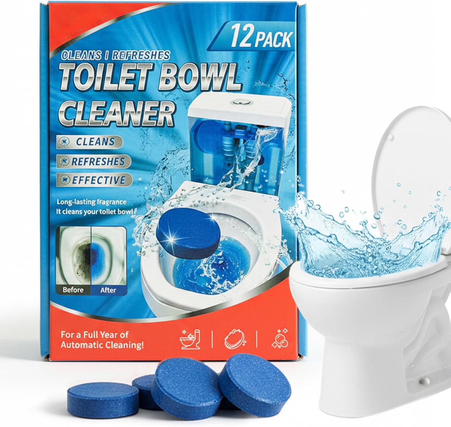Blue Automatic Toilet Tank Cleaners, Long-Lasting Household Toilet Cleaners,Toilet flush Cleaning & Deodorizer