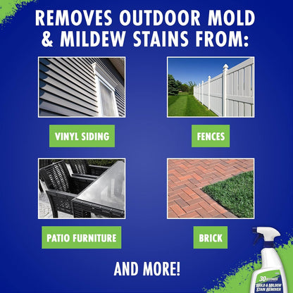 30 SECONDS Mold & Mildew Stain Remover Spray- Indoor & Outdoor Use - 2 Pack (2)