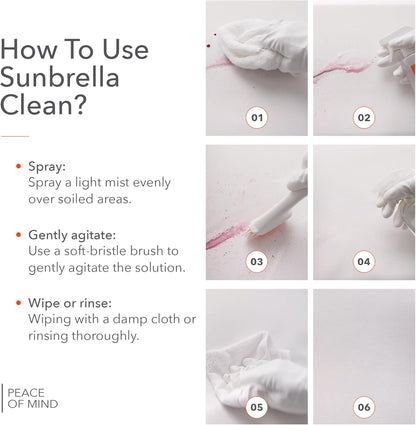 Sunbrella Clean Multi-Purpose Fabric Cleaner | All-in-One Solution for Water-Safe Fabrics and Vinyl | Upholstery Cleaner, Removes Stains & Spills | Non-PFAS | 16 fl oz