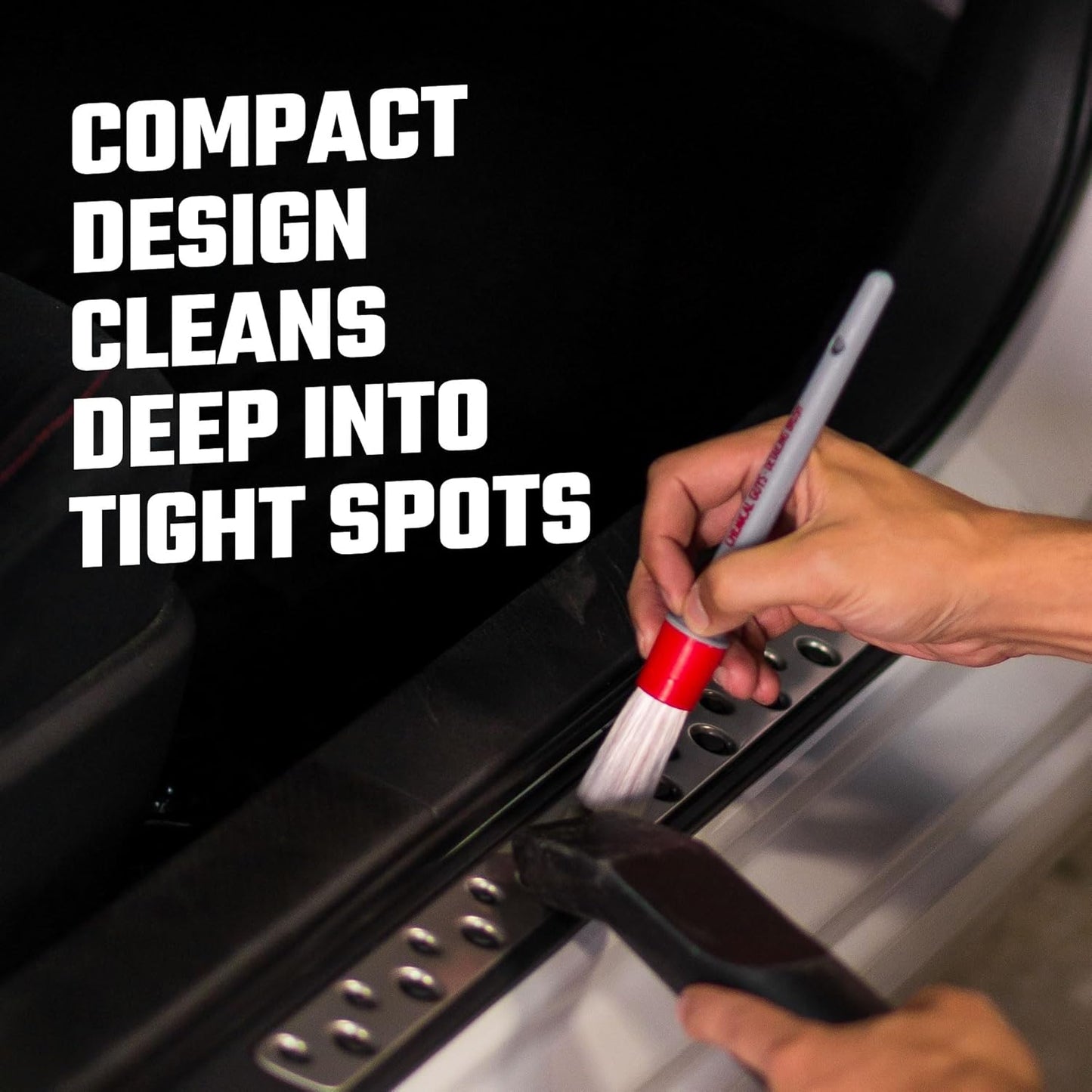 Chemical Guys Boars Hair Detailing Brush - Gentle Scratch-Free Cleaning for Wheels, Grilles, Emblems, and Interior Surfaces - Versatile Multi-Purpose Auto Detailing Brush for Deep Cleaning - Acc_S90