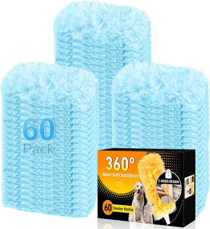 360° Duster Refills Kit for Swiffer Duster, 25 Pack & 1 Handle, Multi-Surface Dusters with 4X Cleaning Power. Efficient Duster Kit for Cleaning Pet Hair, Home, Office, Blinds, Furniture and More