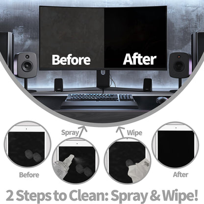 2-Pack Eye Glasses Cleaner Spray, Travel-Sized Screen Cleaning Kit with Touchscreen Mist for iPhone, Sunglasses, Computer, Laptop Screens, Phone Electronics with Eyeglass Cloth and Case Lid - Hatstart