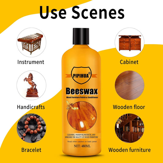 PIPIHUA Beeswax Polish and Conditioner for Wood Furniture - Waterproof & Restorer Wood Wax, Multipurpose Beeswax Furniture Polish and Cleaner for All Types and Colours(2×100g with 4 Sponges)