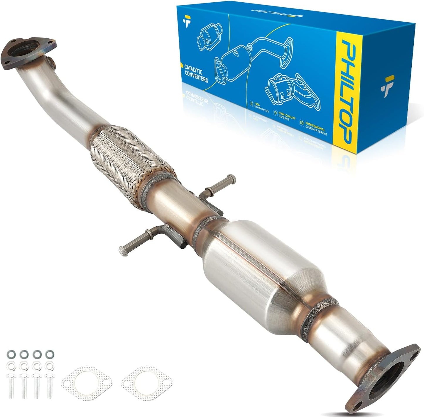PHILTOP Left and Right Catalytic Converter Replacement For 2005-2010 300 2.7/3.5L V6 RWD, 2006-2010 Charger 2.7/3.5L V6 RWD, 2005-2008 Magnum 2.7/3.5L V6 RWD Replace 55434, 55433 (EPA Compliant) - Colors B