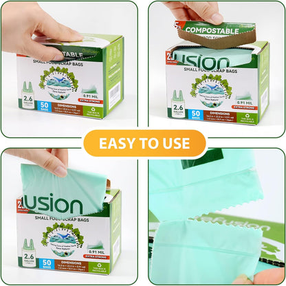 GreFusion Compostable Bags 1.2 Gallon,125 Count, Fits 0.75,1,1.2,1.3,1.6,1.8 Gallon Countertop Bin, Small compost bags, Certified by BPI, ASTM D6400 and OK Compost