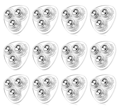 Self Adhesive Paste Caster Wheels for Furniture Bucket, Ball Castors Flat for Furniture ABS Material Load Capacity 20 LBS Per Wheel Mini Universal Wheel for Trash Can Storage Boxes 12 PCS (Clear)