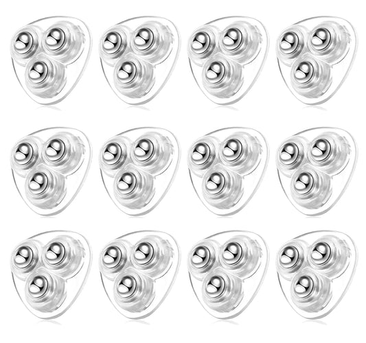 Self Adhesive Paste Caster Wheels for Furniture Bucket, Ball Castors Flat for Furniture ABS Material Load Capacity 20 LBS Per Wheel Mini Universal Wheel for Trash Can Storage Boxes 12 PCS (Clear)