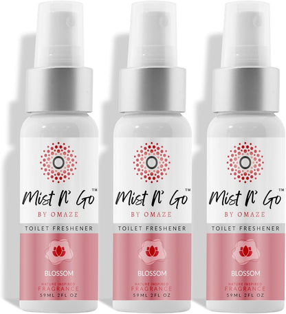 Mist N’ Go by Omaze Travel Bathroom Spray for Toilet Spray Odor Eliminator - Travel Toilet Spray for Bathroom Air Freshener Spray for Bathroom Deodorizer - Clean Mix, Travel Size (1oz x2)