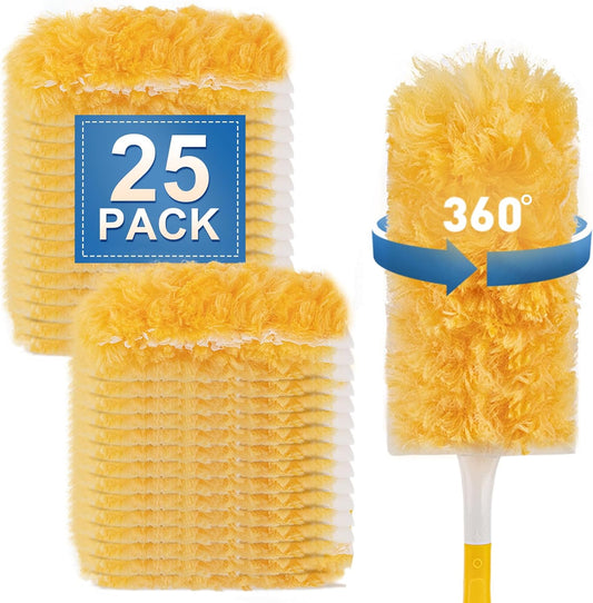 Heavy Duty Duster Refills, Unscented Disposable Dusters Kit for Cleaning Dusting Furniture Blind Ceiling Fan, Multi Surface 360 Feather Duster(25)