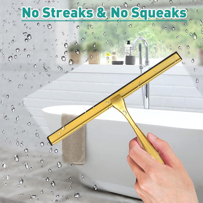Shower Squeegee for Glass Doors,12-Inch Shower Glass Squeegee, Sliver Shower Squeegee for Shower Doors,Mirror,Windows, with Shower Door Hook and Adhesive Hook