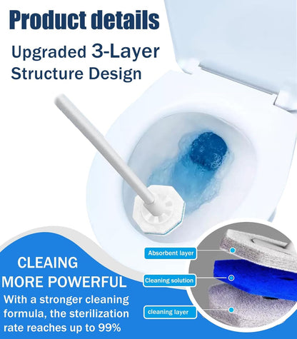 60 Pcs Disposable Toilet Wand Refills for Clorox, 5X Cleaning Power Scrubber, Upgrade Fiber Cleaner Heads for for Toilet and Bathroom Cleaning