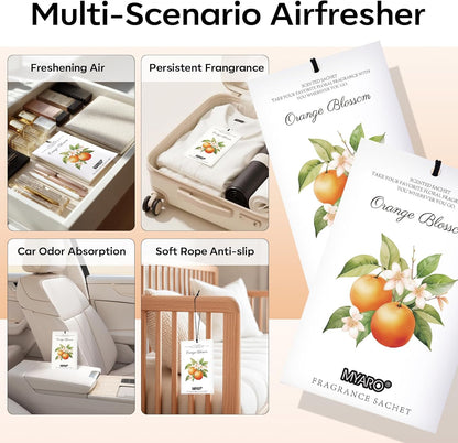 MYARO 12 Pack Fresh Linen Scented Sachets for Drawer, Closet & Car Air Freshener Bags | Odor Eliminator & Fabric Refresher | Crisp, Clean Home Fragrance Gift Set