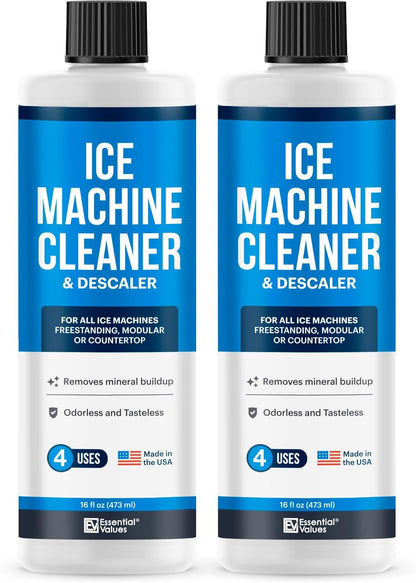 Essential Values 32 uses Ice Machine Cleaner (Gallon / 3.78), Descaler | Ice Maker Cleaner Compatible with: Whirlpool 4396808, Manitowac, Ice-O-Matic, Scotsman, Follett & More!