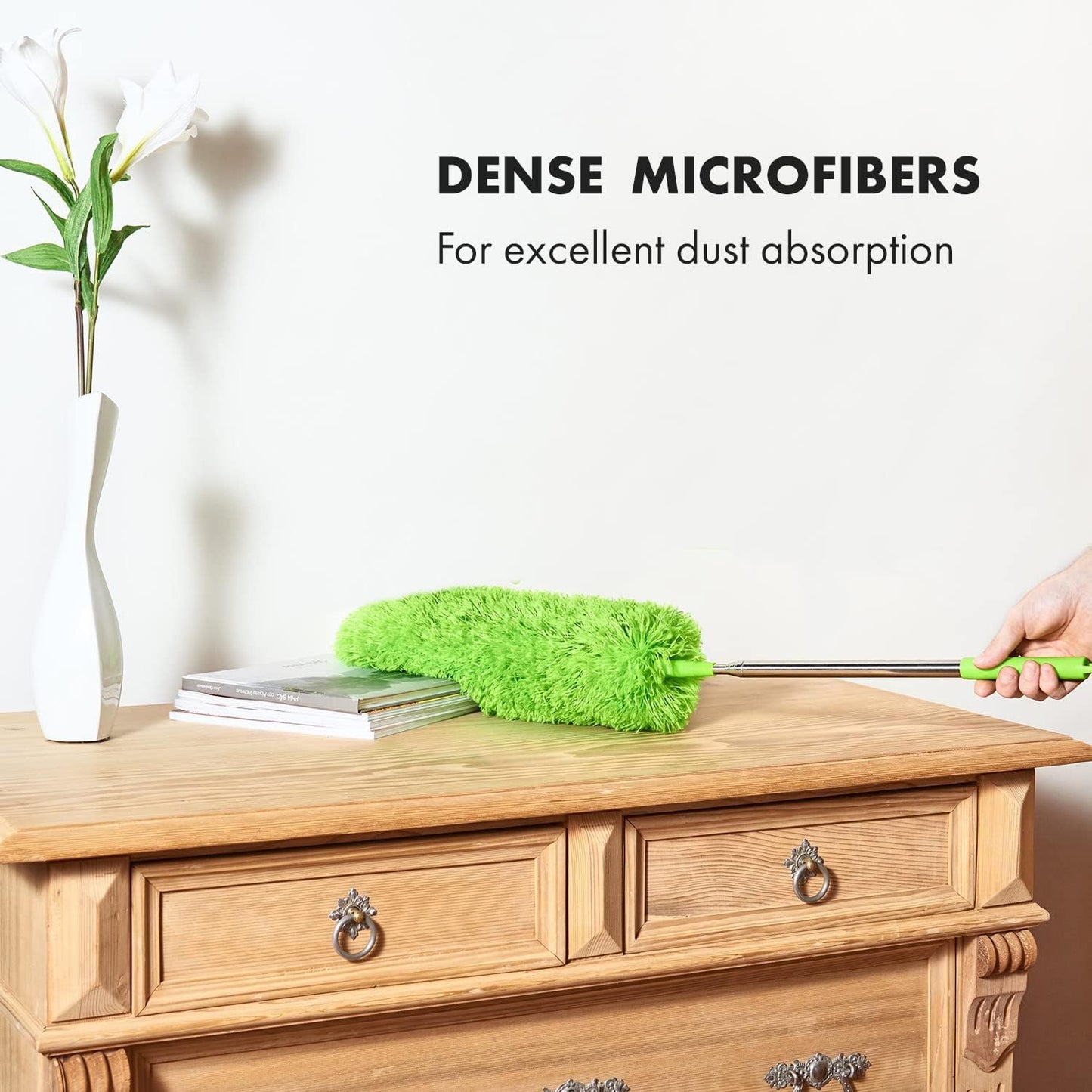 Extendable Feather Duster, Microfiber Duster, Ceiling Fan Duster, Feather Dusters for Cleaning, Dust Cleaner, Cobweb Duster - Electrostatic Bendable Head - up to 55 Inch