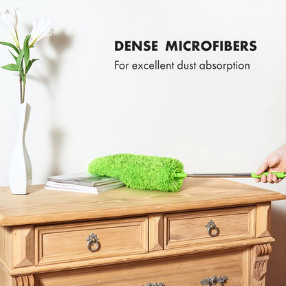 Extendable Feather Duster, Microfiber Duster, Ceiling Fan Duster, Feather Dusters for Cleaning, Dust Cleaner, Cobweb Duster - Electrostatic Bendable Head - up to 55 Inch