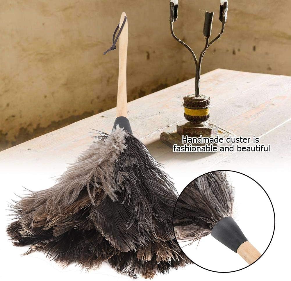 Duster, Handmade Washable Non-electrostatic Ostrich Feather Duster with Wooden Handle Household for Housewife
