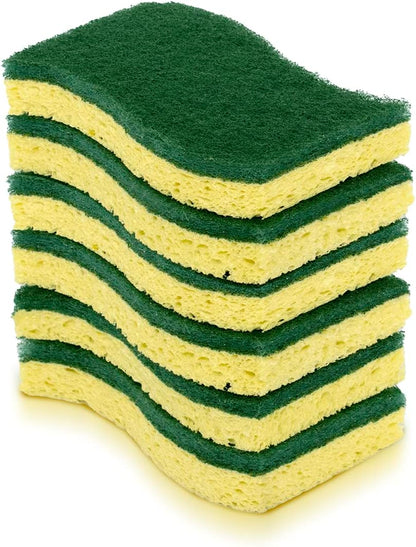 Pine-Sol Heavy Duty Scrub Sponges - Double Sided Dish Scrubber with Scouring Pad - Kitchen Essentials for Dishwashing and Cleaning Supplies, 6 Pack
