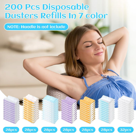 Mimorou 300 Pcs Disposable Dusters Refills Bulk Heavy Duty 180° Multi Surface Replacement Dusters for Cleaning Ceiling Fan with Microfibers Unscented (Light Colors)