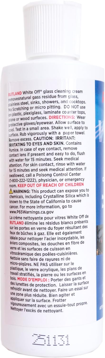 Rutland White Off, Gas Fireplace Glass Cleaner Cream, 8 Fl Oz