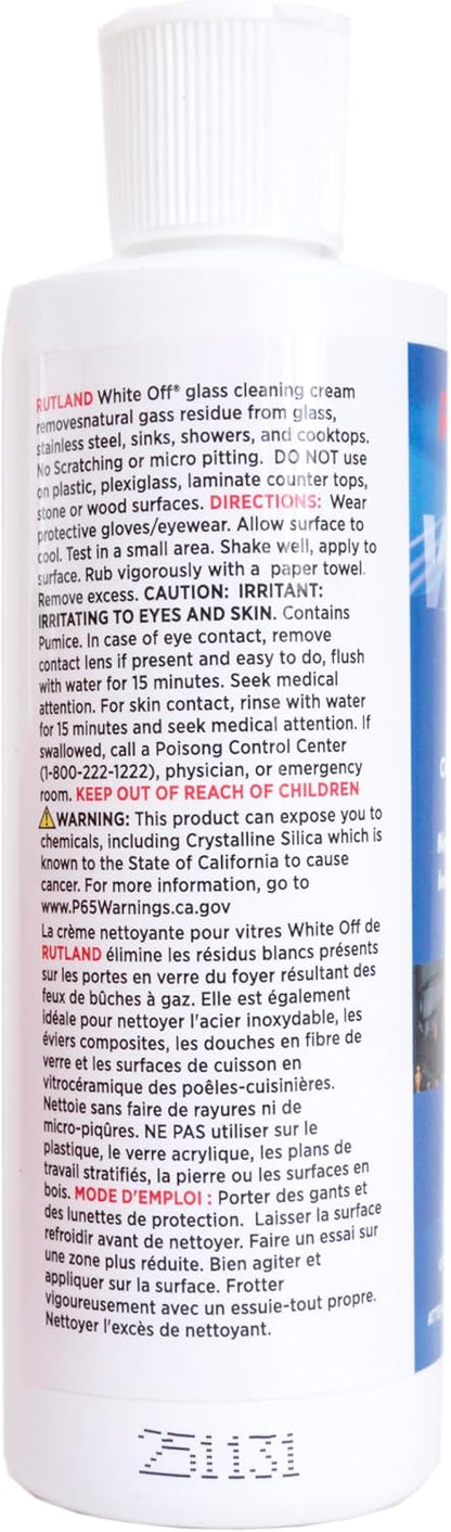 Rutland White Off, Gas Fireplace Glass Cleaner Cream, 8 Fl Oz