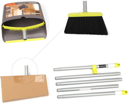 TreeLen Broom and Dustpan Set with 52" Long Handle for Home Kitchen Room Office Lobby Floor Use Upright Stand Up Stand Up Broom with Dustpan Combo