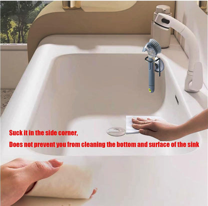 Soap Dispensing Palm Brush Holder for Kitchen Brush Dish Brush with Soap Dispenser Pot with a Traceless Suction Cup (Closed Brush Holder)