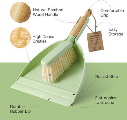 Small Dustpan and Brush Set - Mini Broom with Dustpan Set, Handheld Broom and Dust Pan Combo Set for Home, Pet Care, Car, 14 x 8.7 inch, Grey