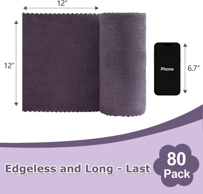 80 Pack Microfiber Cleaning Cloth Roll Reusable Paper Towels 12"x12" Tear Away Cloth, Microfiber Towels for Cars, Wash Cloths, Lint Free Dark Grey Rags for House, Kitchen,Window,Cleaning Supplies