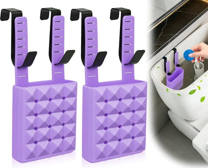 Adjustable Toilet Tank Cleaning Tablet Holder-Hanging Silicone Basket Carrier with Rustproof Hooks for Bowl Cleaner & Bleach Tablet Organizer, Accessory Fit Up to 7" Water Level