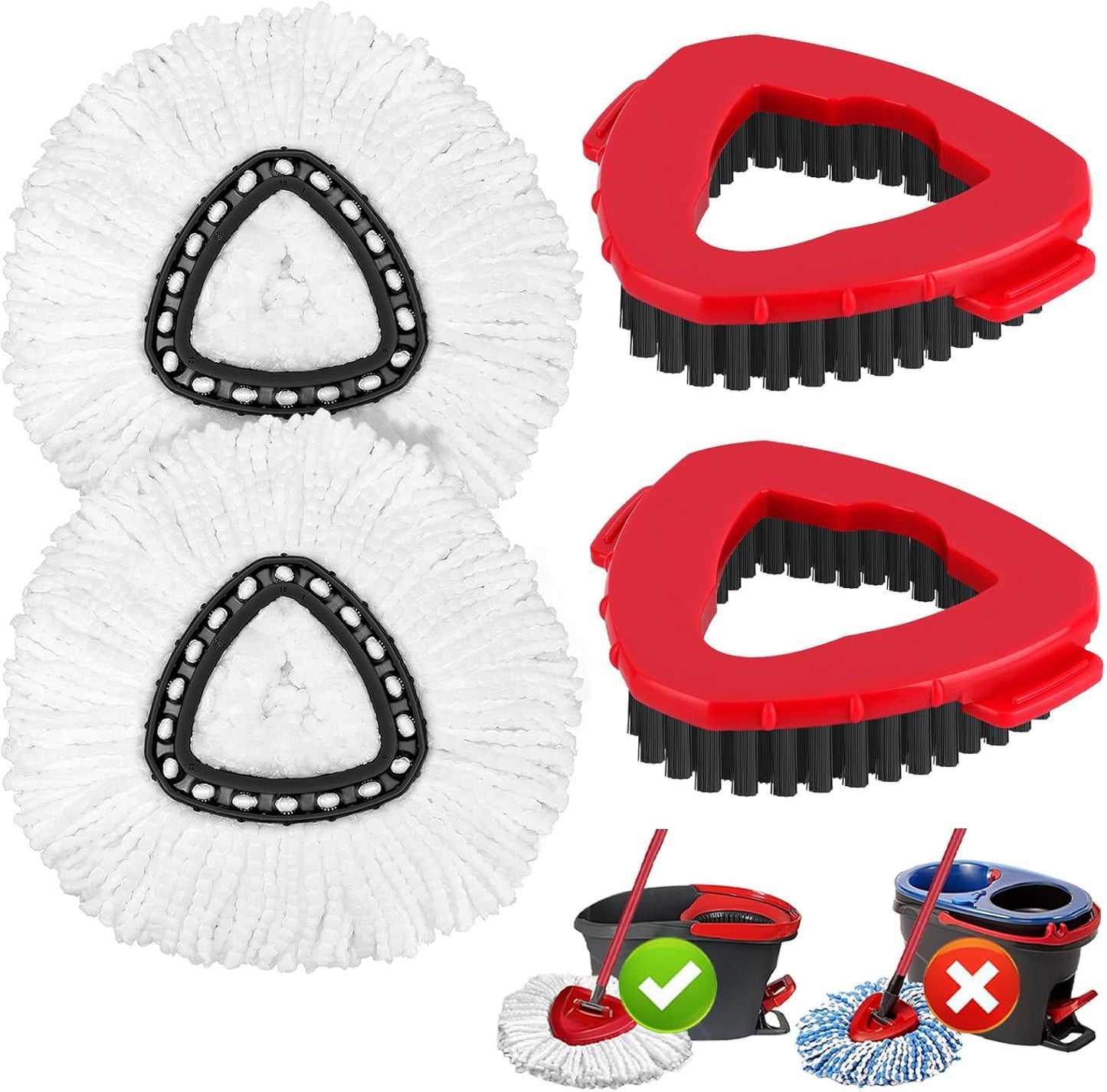 Mop Replacement Heads for O-Ceda Mop Replace Head EasyWrin Spin Mop Heads Replacements, Microfiber Spin Mop Refills, Easy Cleaning Mop Head Replacement (White-3 Mop Heads)