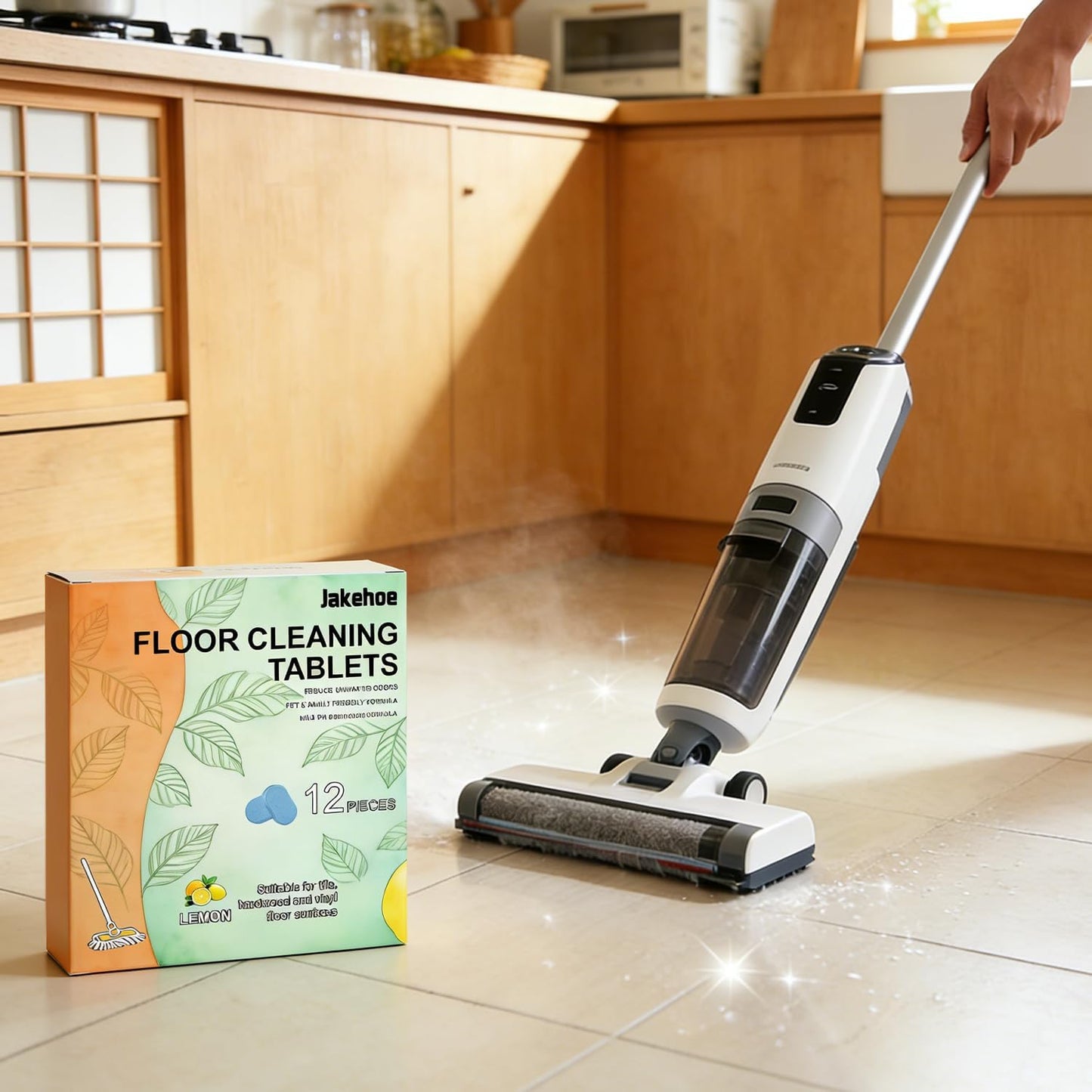 Floor Cleaner Tablets Hard Floor Cleaner Tablets, Pre-Measured Dissolvable Cleaning Solution for Hardwood Laminate Tile Bathroom Kitchen (36PCS)