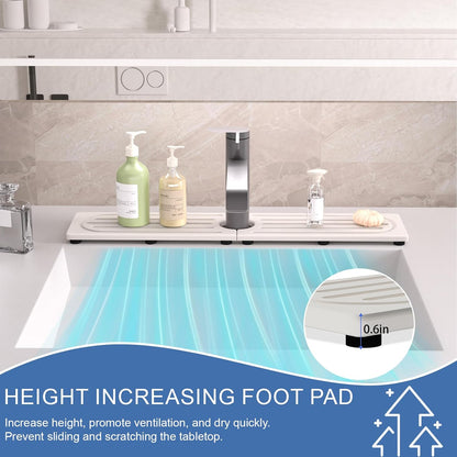 Stone Faucet Mat for Kitchen Sink, Water Absorbing Sink Water Splash Guard, Fast-Drying Kitchen Sink Faucet Mat, Durable Protector and Stone Drying Mat for Kitchen Counter & Bathroom Sink