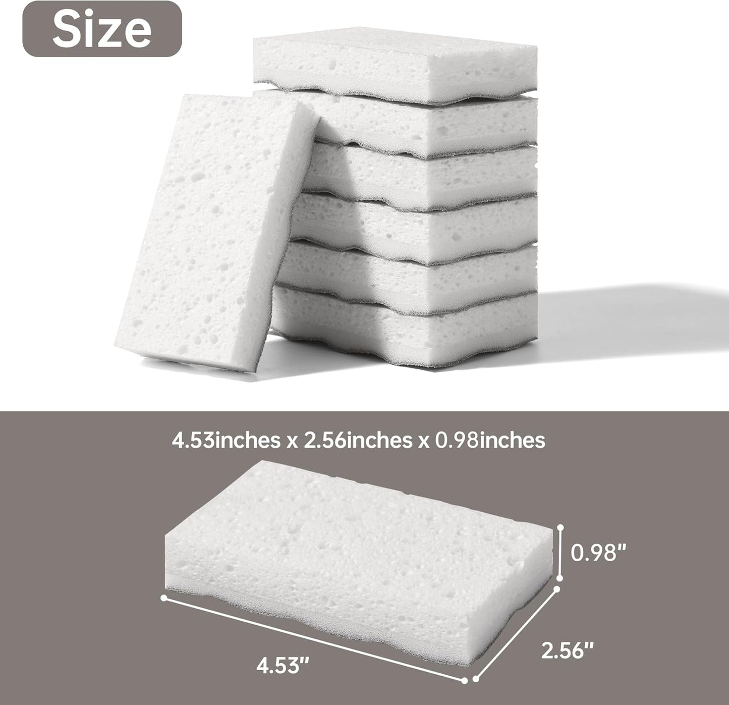 JOYMOOP Textured Clean Sponges, Dual-Sided Non-Scratch Soft Scrub Dish Sponge, Safe for Non-Stick Cookware, Kitchen and Household Cleaning, 12 Pack [Grey & White]