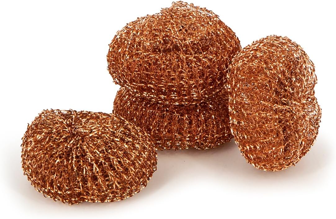 Pine-Sol Heavy-Duty Copper Coated Scrubbers - Premium Scrub Sponges for Cast Iron Pans, Stainless Steel Cookware, Oven Racks, and Grills, 4 Pack