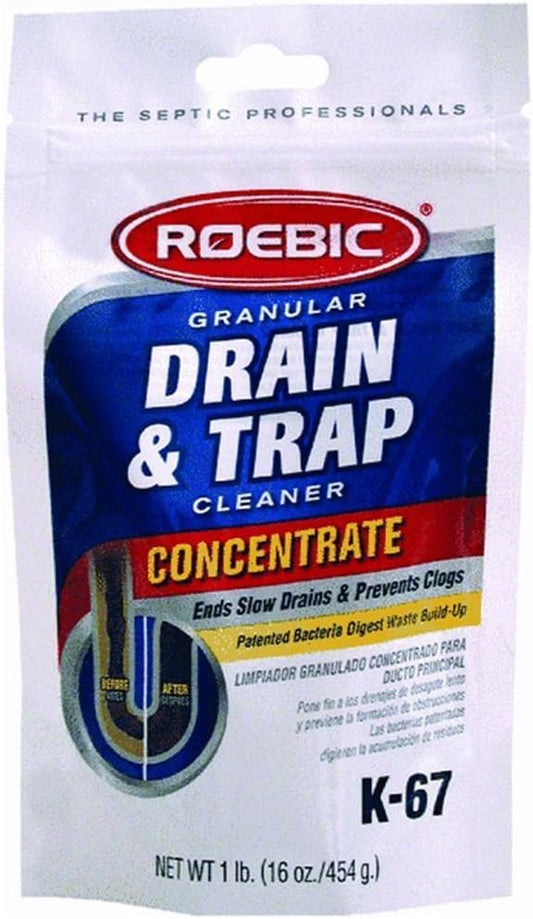 Roebic K-67 Liquid Drain Cleaner, Pipe Buildup Remover with Bacteria Enzymes for Household Drains and Sink Traps, Safe for Kitchen and Bathroom Sink, 32 fl oz